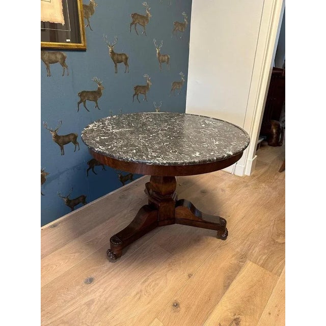 French Mahogany Gueridon Table with Marble Top For Sale - Image 9 of 9