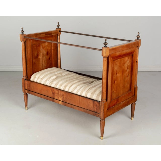 19th Century Napoleon III Child's Bed, Solid Cherry Wood, Hand-Crafted For Sale - Image 4 of 12