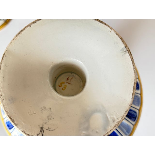 Antique French Hand-Painted Faience Vases, Set of 2 For Sale - Image 9 of 15