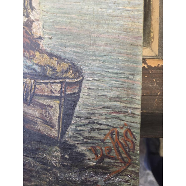De Risi, Seascape with Fishermen ,Early 1900s, Oil on Canvas, Framed For Sale - Image 11 of 18