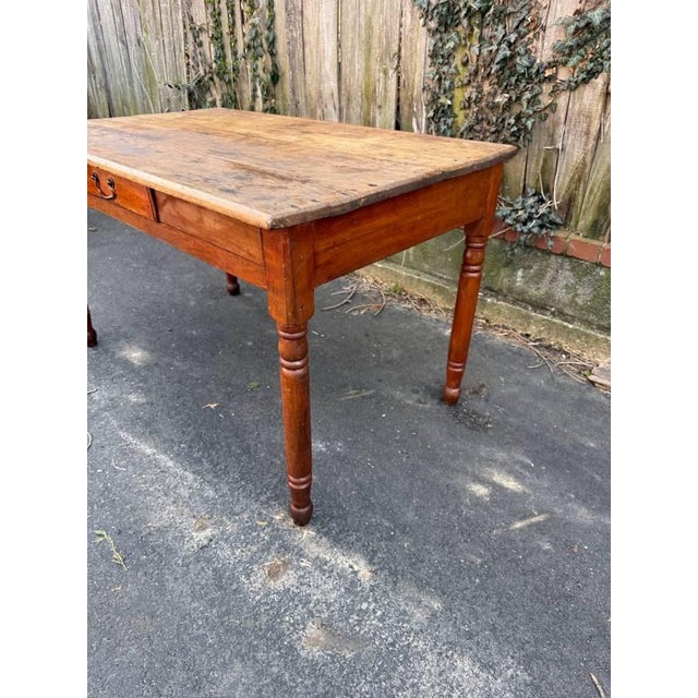 Farmhouse Antique Early American Primetive Style 1 Drawer Table For Sale - Image 3 of 17