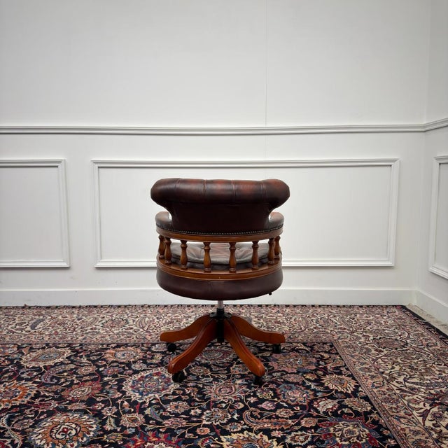 English Oxblood Chesterfield Desk Chair For Sale - Image 4 of 8