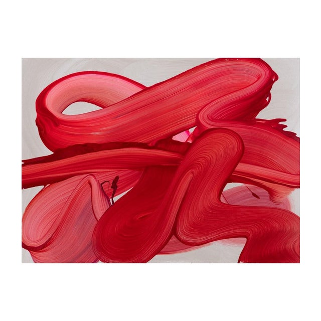 2020s Avp_1629 - Original Abstract Red Tone Contemporary Acrylic Painting on Paper by Alex Voinea For Sale - Image 5 of 7