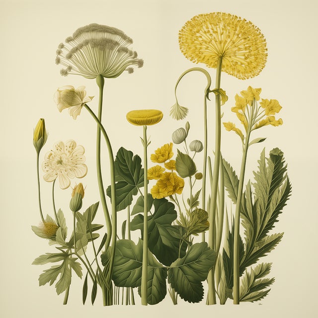 English Vintage Botanical Garden Study No. 10 | Botanical Wall Art in Dark Green & Cream For Sale - Image 3 of 3