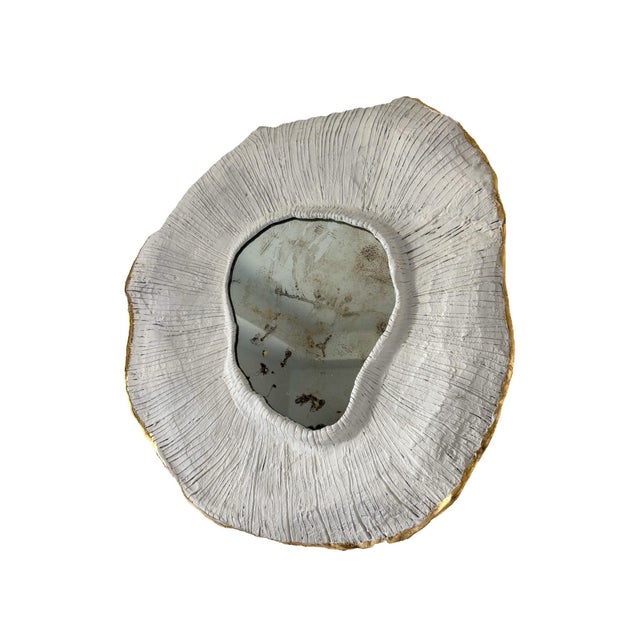 Contemporary Mushroom Coral Paper Mache and Plaster Sculptural Mirrors- Set of 3 For Sale - Image 4 of 6
