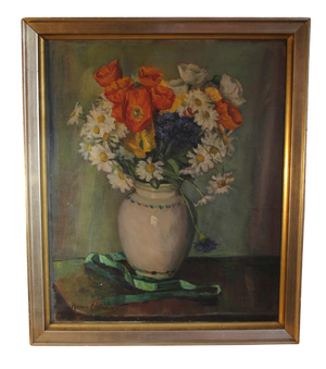 Horace Günter, Bouquet of Field Flowers in a Vase, 1900, Oil on Canvas, Framed