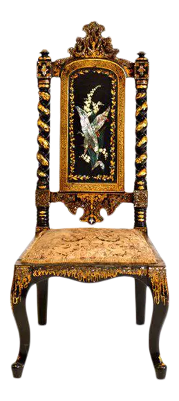 19th Century Papier Mâché Mother of Pearl Inlaid Slipper Chair