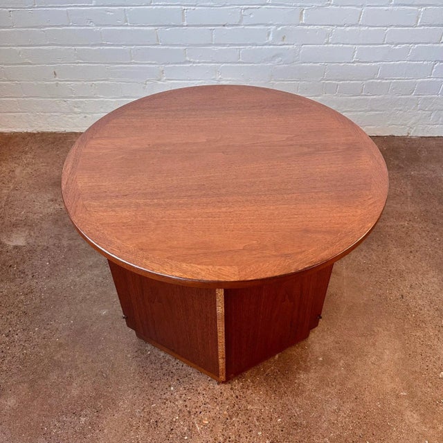 1960s Lane Furniture Walnut Round Drum Table Storage Cabinet For Sale - Image 5 of 7