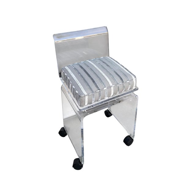 Mid-Century Modern Charles Hollis Jones Lucite Swivel Vanity Chair Stool For Sale - Image 3 of 4