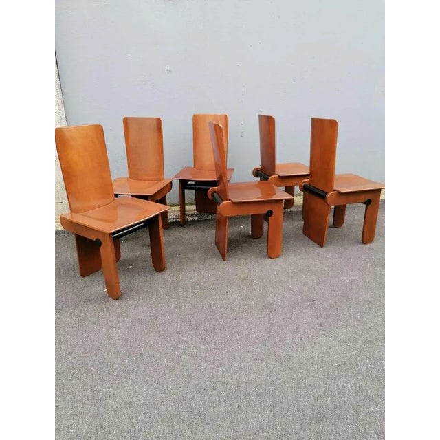 Wood Wooden Chairs attributed to Carlo Scarpa for Gavina, Italy, 1970s, Set of 6 For Sale - Image 7 of 9