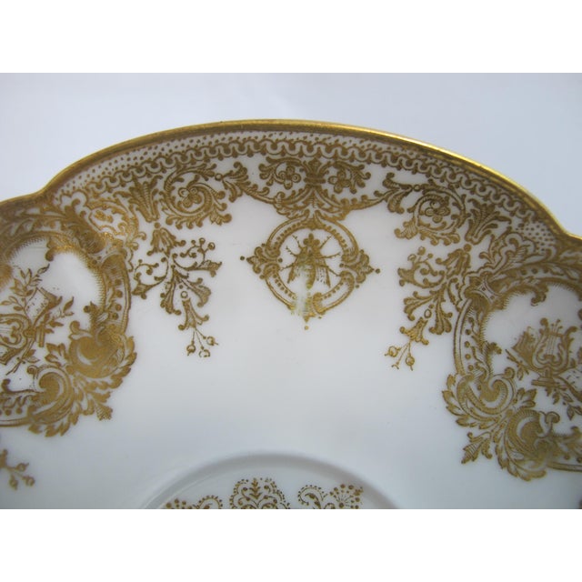 Late 19th Century Haviland Limoges Rococo Style Insect Floral Scroll Porcelain Soup Cup & Saucer For Sale - Image 9 of 12