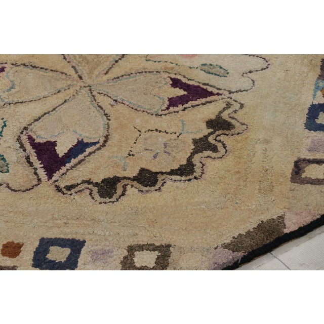Antique Hooked Rug in Beige-Brown With Medallion and Patterns From Rug & Kilim For Sale In New York - Image 6 of 8
