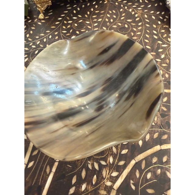 Hand Carved Polished and Scalloped Edge Horn Bowl For Sale - Image 4 of 8