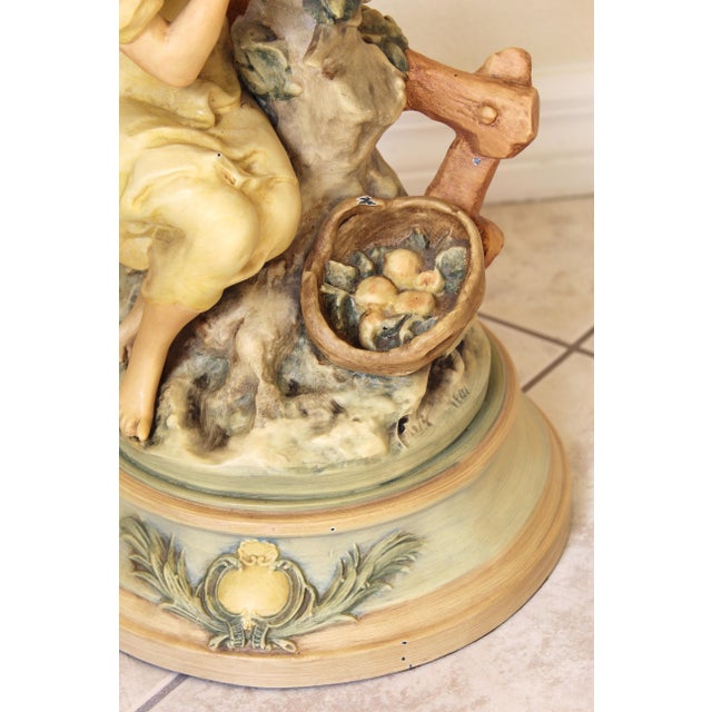 Large Vintage L&f Moreau-Style Figural Table Lamp – “The Apple Pickers” – 1981 Provenance For Sale - Image 9 of 18