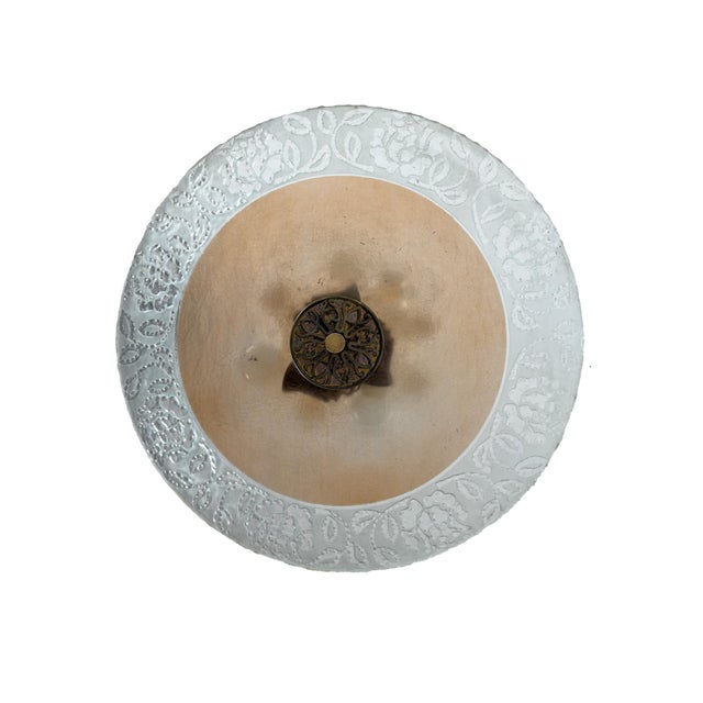 Metal Swedish Modern Floral Glass Ceiling Plafond with Patinated Brass, Sweden, 1940s For Sale - Image 7 of 10