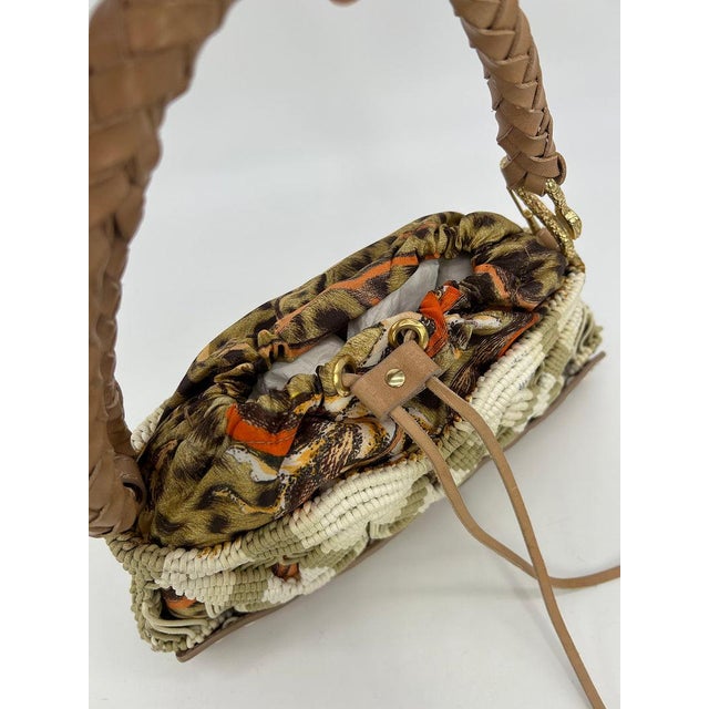 Vintage Roberto Cavalli Macrame Silk Drawstring Baguette For Sale - Image 9 of 9