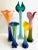 Vintage 1990's Post Modern Hand Blown Art Glass Multicolor Ombre Flowers Contemporary Vases - Set of 5 For Sale - Image 13 of 13