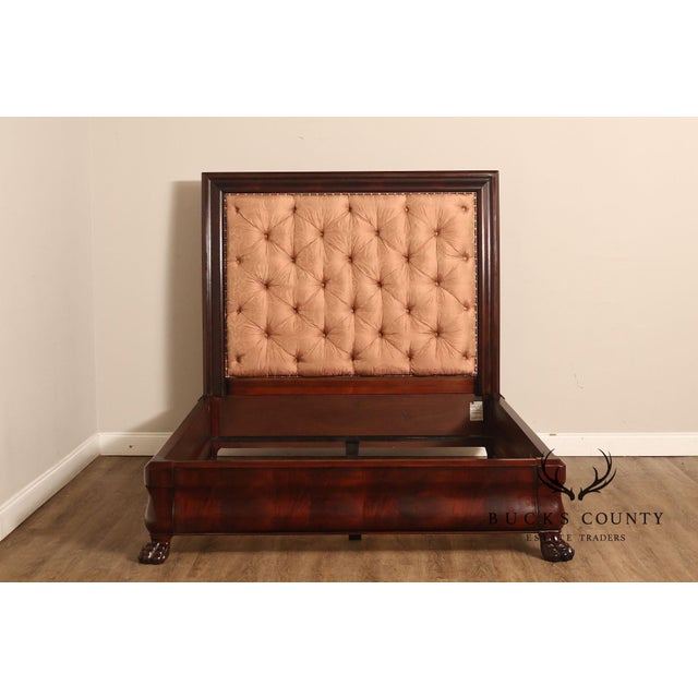 Henredon Mahogany Queen Bed with Tufted Upholstered Headboard For Sale - Image 11 of 18