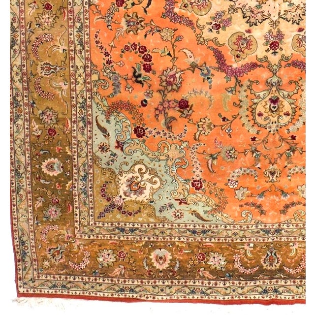 Persian Extremely Fine Persian Tabriz Wool & Silk Foundation Rug 9’10” X 12'11" For Sale - Image 3 of 5