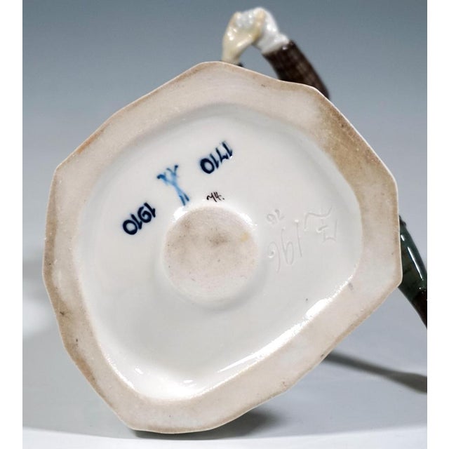 Ceramic Art Nouveau Ice-Scaters Figure Group attributed to Alfred Koenig for Meissen, Germany, 1910s For Sale - Image 7 of 8