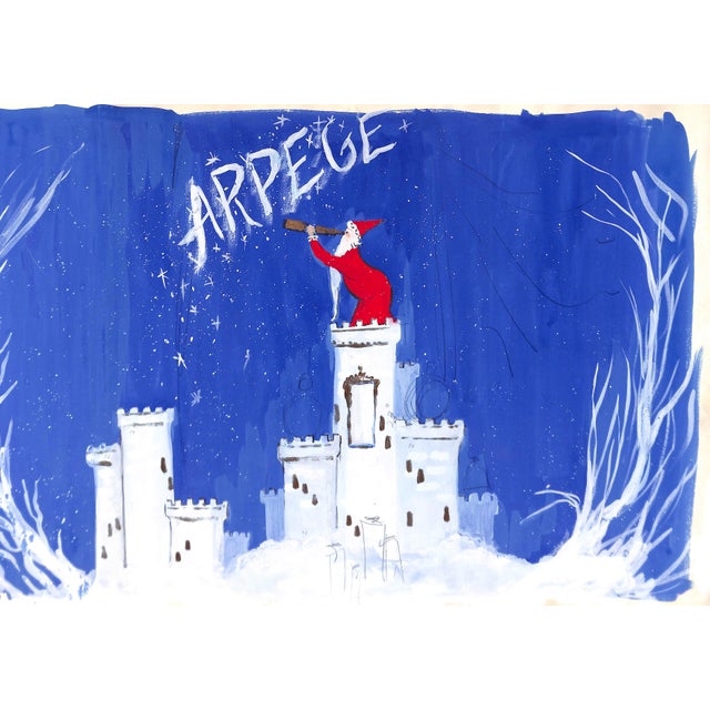 1950s Lanvin of Paris Original Advertising Watercolor Christmas Artwork For Sale