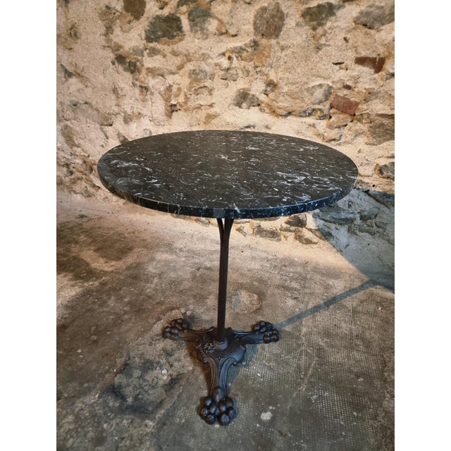 Antique French Bistro Table with Marble Top and Cast Iron Base, 1890s For Sale - Image 13 of 16