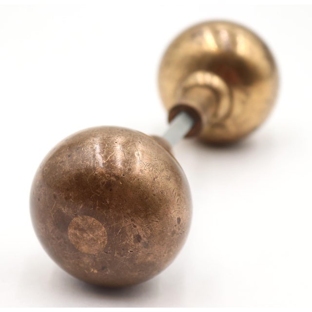 Mid 20th Century Pair of Vintage 2.125 In. Brass Plain Passage Door Knobs For Sale - Image 5 of 7