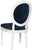 2020s 19''H French Brasserie Velvet Oval Side Chair With Silver Nailheads in Navy & Cream - a Pair For Sale - Image 5 of 7