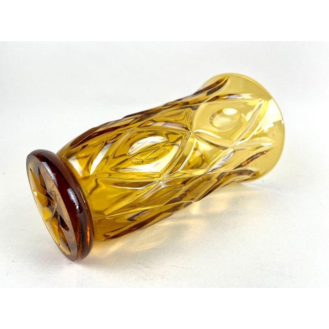 20th Century Art Deco Glass Vase in Amber Colored, Austria, 1920s For Sale - Image 9 of 17
