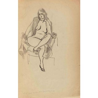 Mino Maccari, Nude Sketch, Drawing on Paper, 1936 For Sale