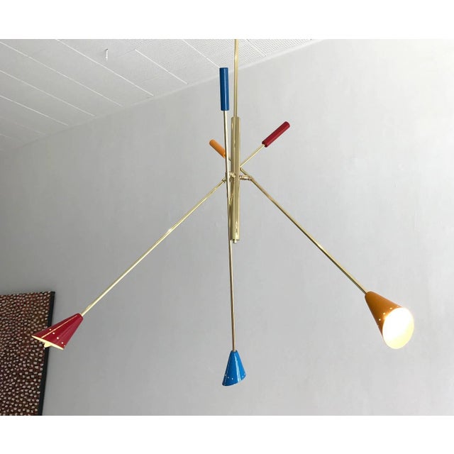 Italian Brass Ceiling Light with Articulate Arms For Sale - Image 4 of 6