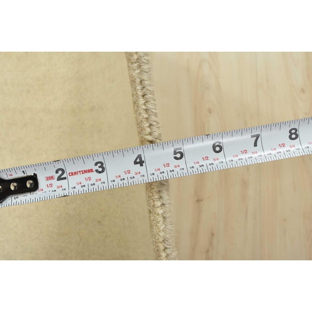 Solid Ivory Rug 6’4” X 7’11” Wool Contemporary Hand-Knotted Carpet For Sale - Image 9 of 11