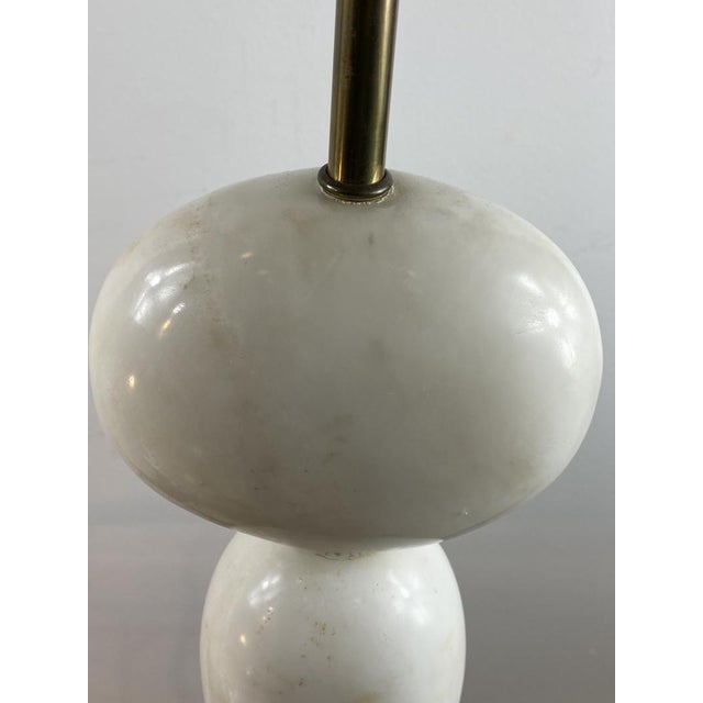 1970s Pair of 1970s Modernist Sculpted White and Black Marble Lamps For Sale - Image 5 of 8