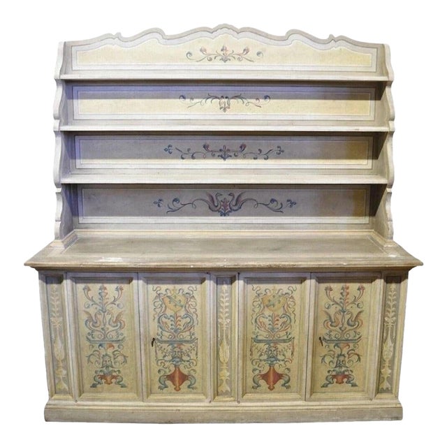 Mid 20th Century Italian Provincial French Country Large Cupboard Cabinet Hutch by Trouvailles For Sale
