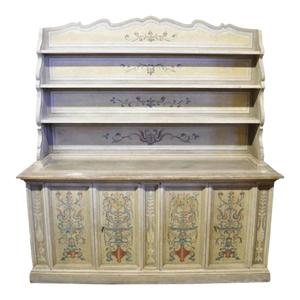 Mid 20th Century Italian Provincial French Country Large Cupboard Cabinet Hutch by Trouvailles