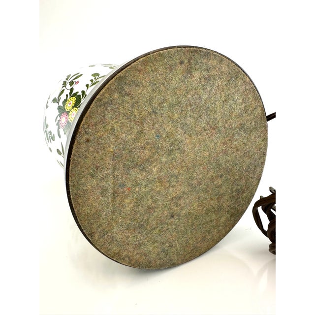 1960's Vintage Floral Mid-Century Hand Painted Lamp For Sale - Image 11 of 12