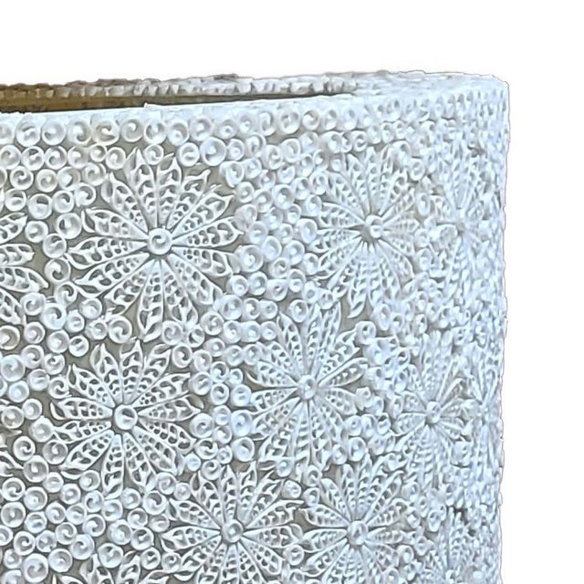 Shabby Chic Large 48" Resin Seashell Organic Modern Boho Drum Shade Chandelier, 2 Available For Sale - Image 3 of 5