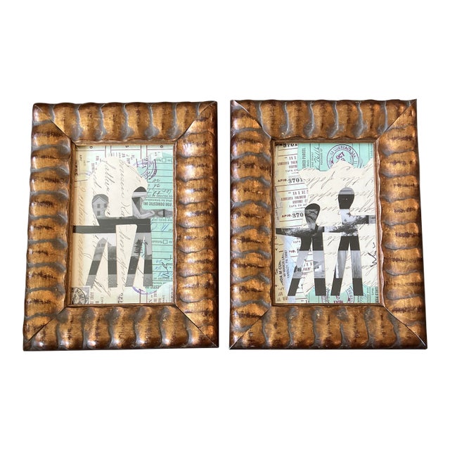 Contemporary 2 Original Wayne Cunningham Small Abstract “Hands Across America “Collages Framed For Sale