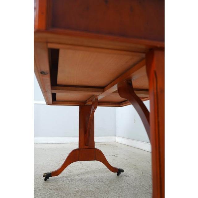 English Leather Top Yew Wood Writing Desk For Sale - Image 17 of 17