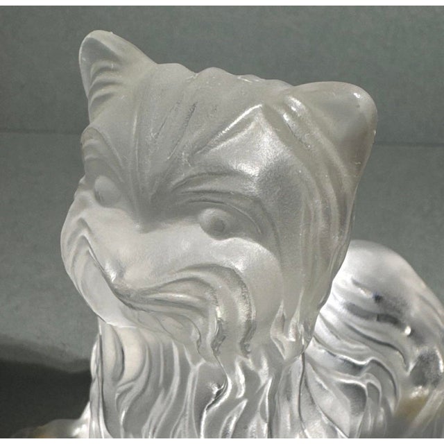 Early 21st Century Vintage Lalique France Frosted Crystal Yorkshire Terrier Dog Figurine For Sale - Image 5 of 8