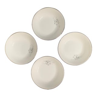 1960s Sango China Japan Morena 6280 Fruit/Dessert Bowls With Platinum Trim- Set of 4 For Sale