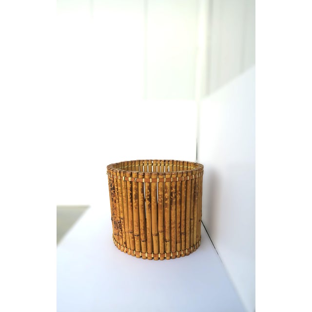 Wicker Bamboo Planter Pot Holder Cachepot, 2 Avail., Circa Mid-Late 20th Century For Sale In New York - Image 6 of 16