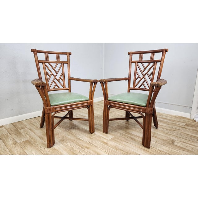 1970s Vintage Rattan Chinese Chippendale Chairs - Set of 6 For Sale - Image 12 of 12
