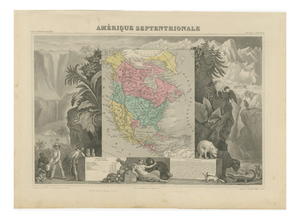Antique Map of North America with Texas Republic by Levasseur, 1845
