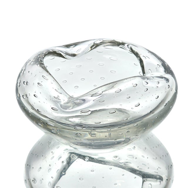 Mid-Century Bullicante Art Glass Ashtray – Clear Seeded Crystal, 1950s Italy For Sale - Image 4 of 14