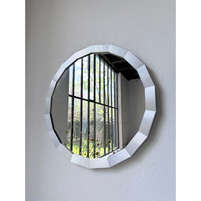 Hexagonal Brushed Metal Mirror, 1970s For Sale - Image 6 of 18