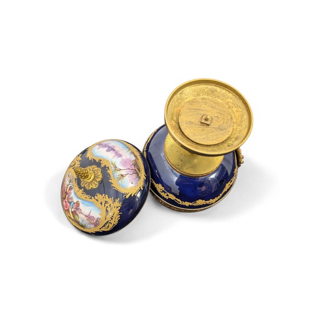 Cobalt Blue Porcelain Vase on Pedestal, 19th-20th Century For Sale - Image 5 of 7