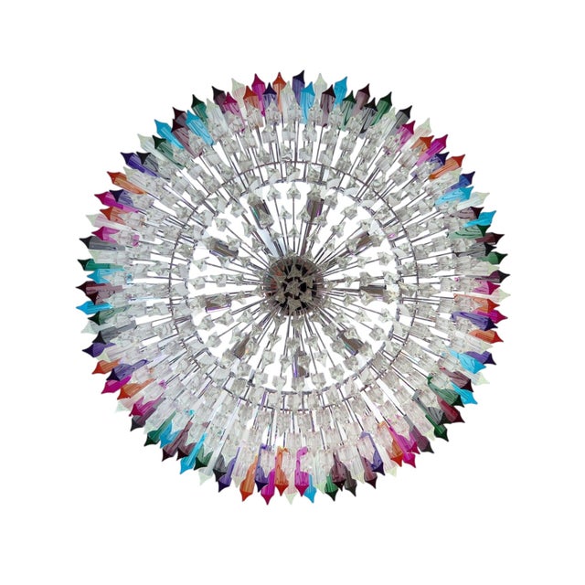 Large Italian Pendant Light with 393 Polychrome Prisms from Justfurnituress SRL For Sale - Image 9 of 12