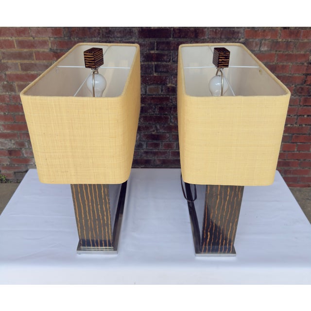 Wood 1990s Palecek Organic Modern Espresso Pencil Reed Lamps - A Pair For Sale - Image 7 of 12