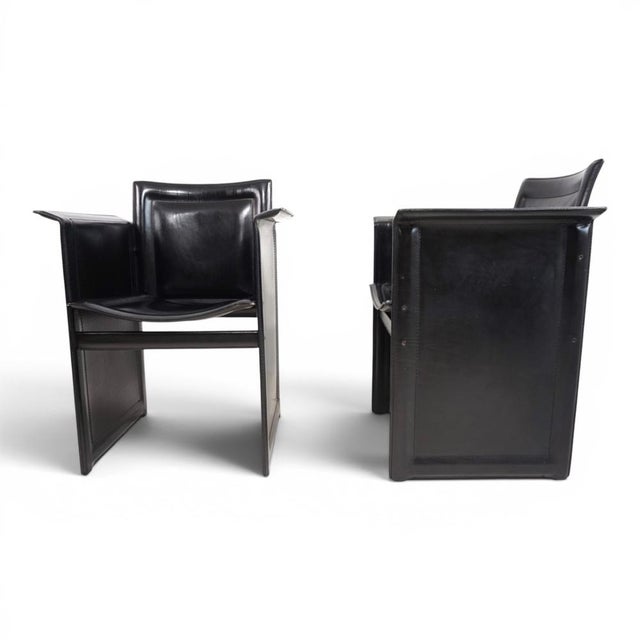 1970s Solaria Chairs in Black Leather by Tito Agnoli for Arrben, 1970s, Set of 2 For Sale - Image 5 of 18